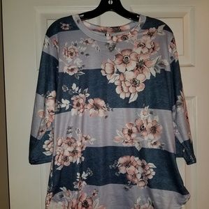 Xl striped and floral shirt
